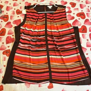 Liz Claiborne striped Blouse Brown Back Size XL Tall
